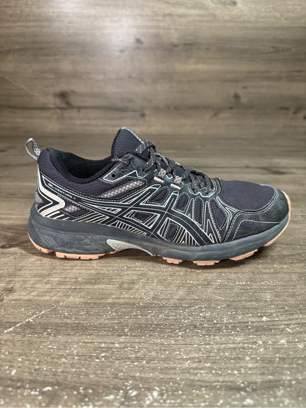 ASICS Gel Venture 7 Womens 9 Black Pink Trail Running Shoes 1012A986